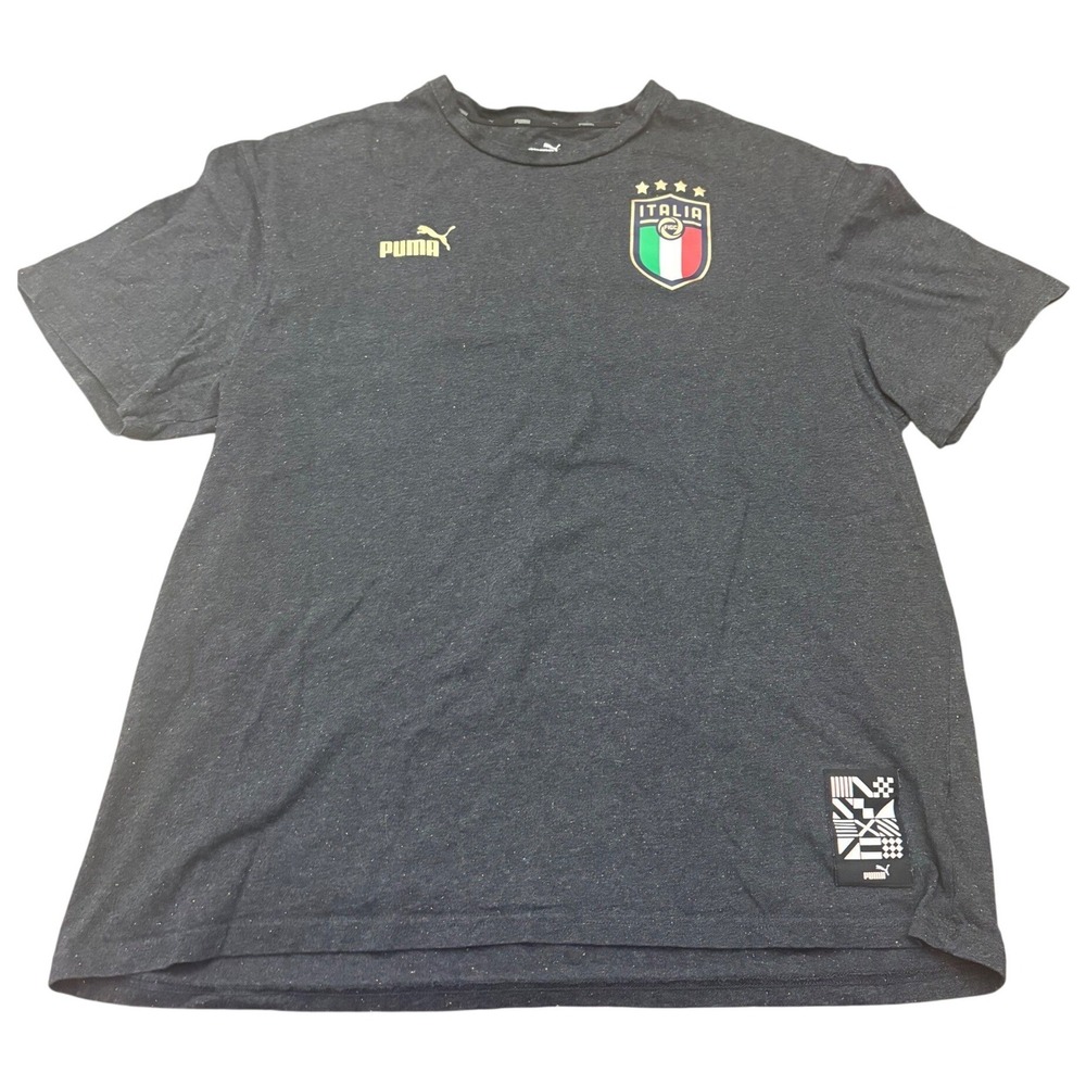 Puma Italia FIGC FtblCulture Soccer T-Shirt Mens XL Grey Gold Italy Football